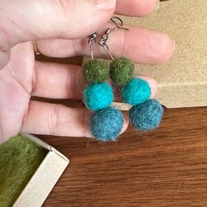 Handmade Felted Icelandic Wool Ball Earrings